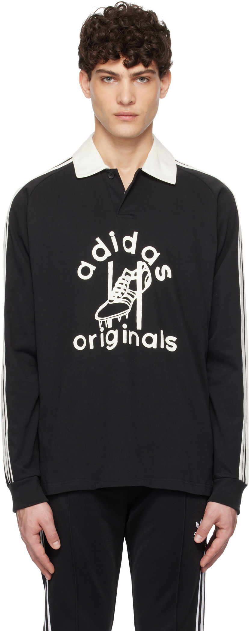 Сорочка поло adidas Originals Originals Rugby Polo чорний | JD1091