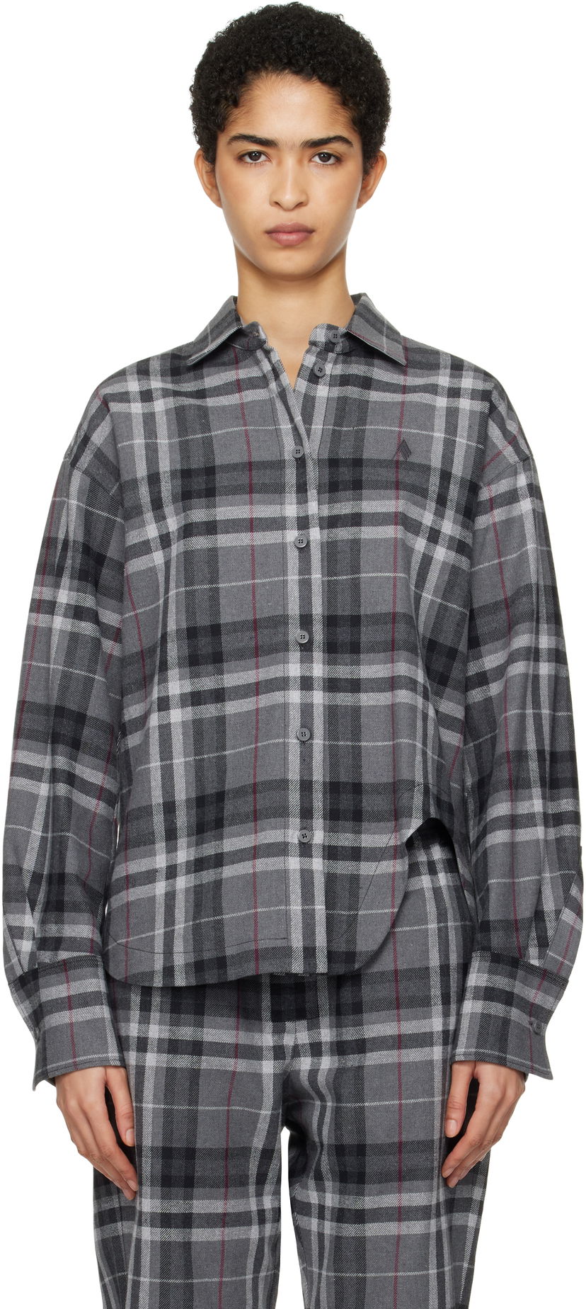 Сорочка The Attico Attico Eliza Plaid Flannel Shirt Сірий | 250WCH00014 CCC050AA