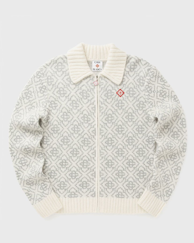 Cветр Casablanca Monogram Knitted Zip-Up Cardigan білий | M-AW25-KW-1042-01
