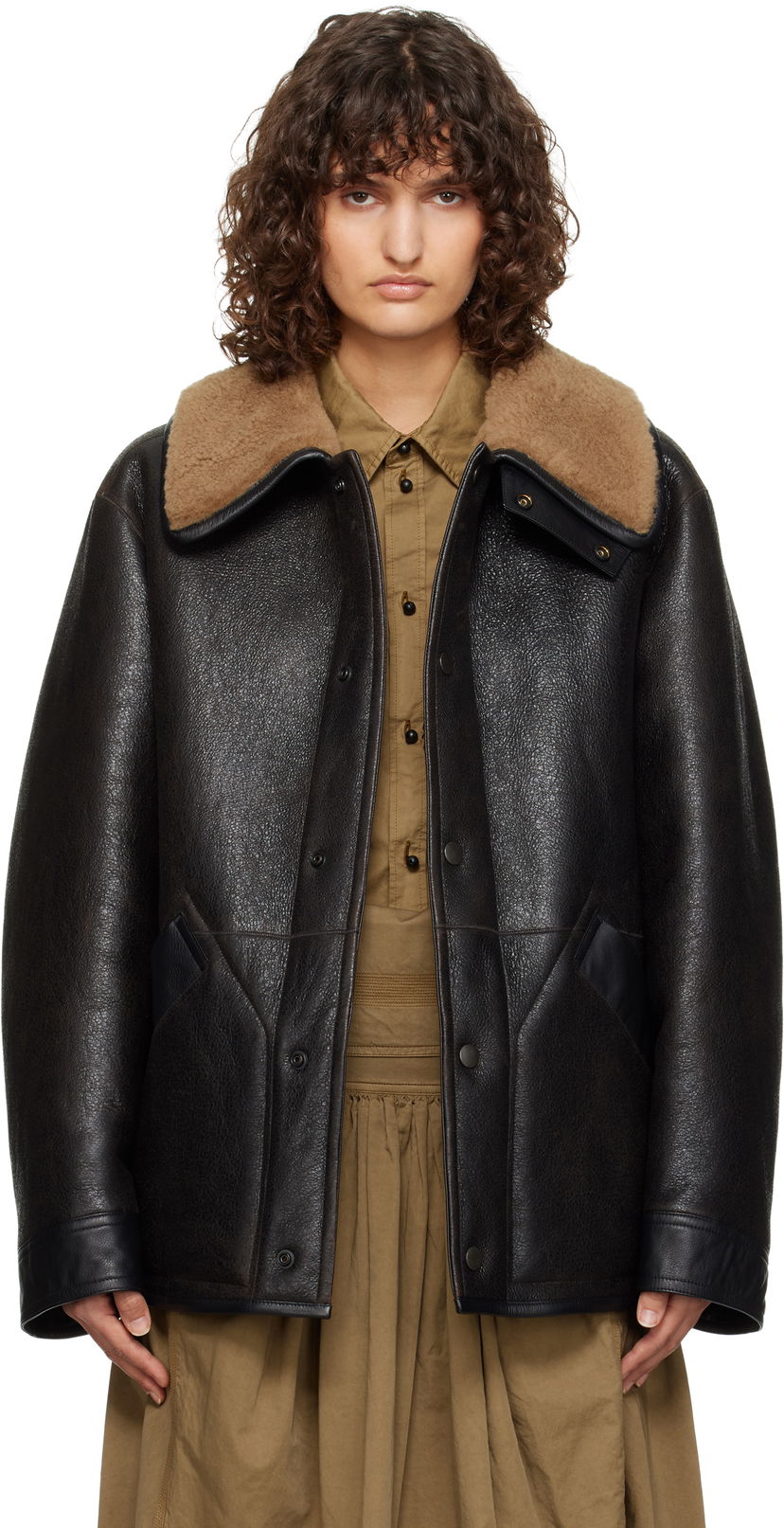 Куртка бомбер LEMAIRE Shearling Oversized Jacket чорний | CO1080 LL0092