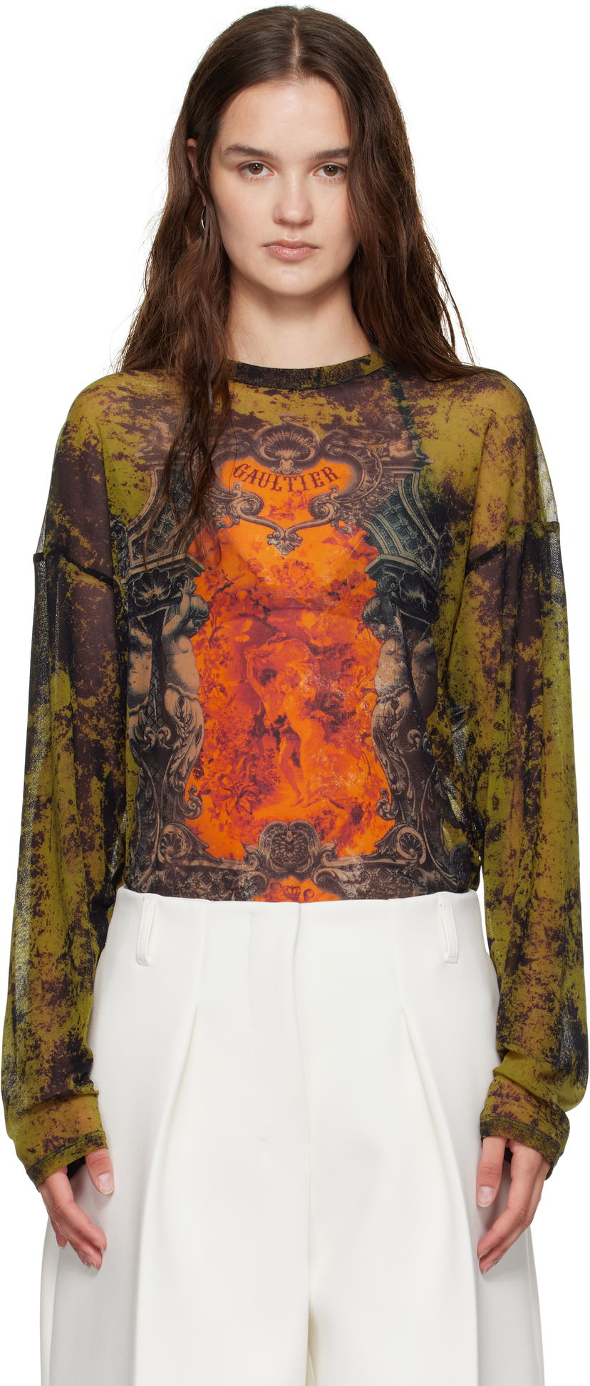 Футболка Jean Paul Gaultier Jean Paul Gaultier Oversized Medallion Graphic Top Зелений | 25/03-W-TO340-M006P-004115