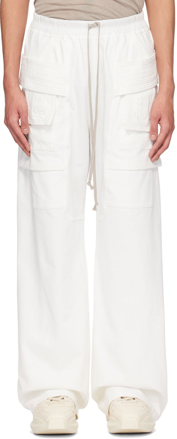 Штани карго Rick Owens Creatch Wide Leg Cargo Pants білий | DU01D1394 RIG
