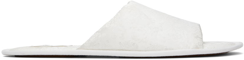 Аксесуари The Row The Row Frances Open Toe Jacquard Silk Slippers білий | F1520-W3129