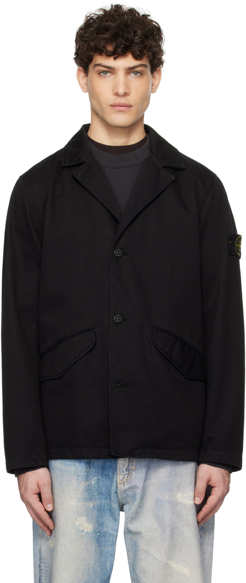 Куртка Stone Island Stone Island Organic Cotton Garment Dyed Blazer чорний | K1S15 A100003 S0034