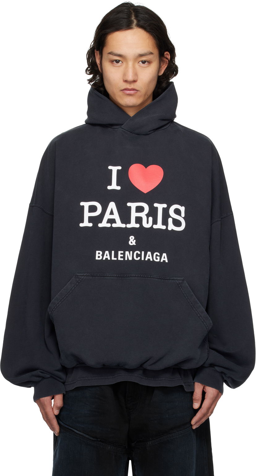 Світшоти Balenciaga Balenciaga 'I Love Paris & Balenciaga' Hoodie чорний | 803265TRVM6