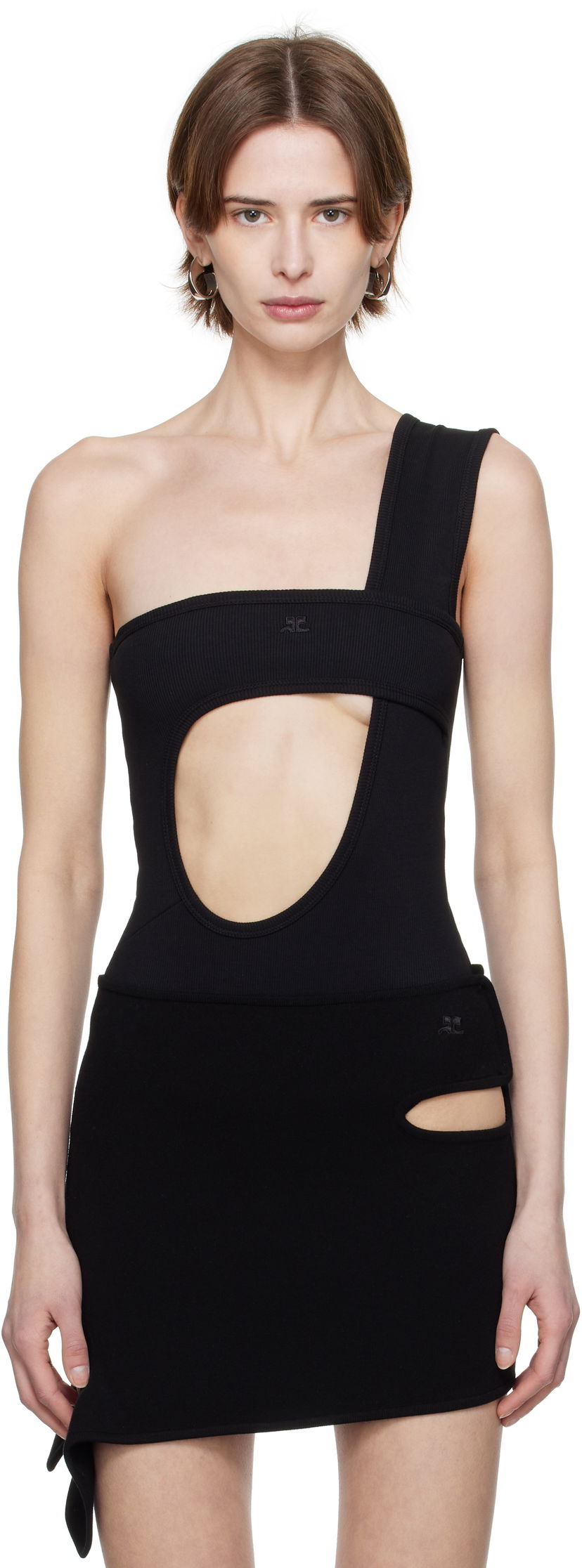плаття Courrèges Courrèges Rib One-Shoulder Bodysuit чорний | 125JBD117JS0194