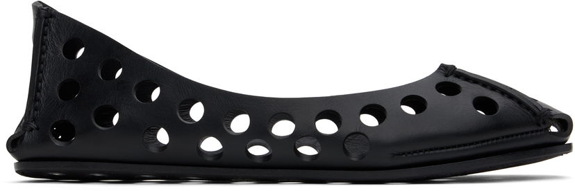 Кросівки та взуття Alaïa ALAÏA Perforated Calfskin Ballerina Flats чорний | AA3A033CK247