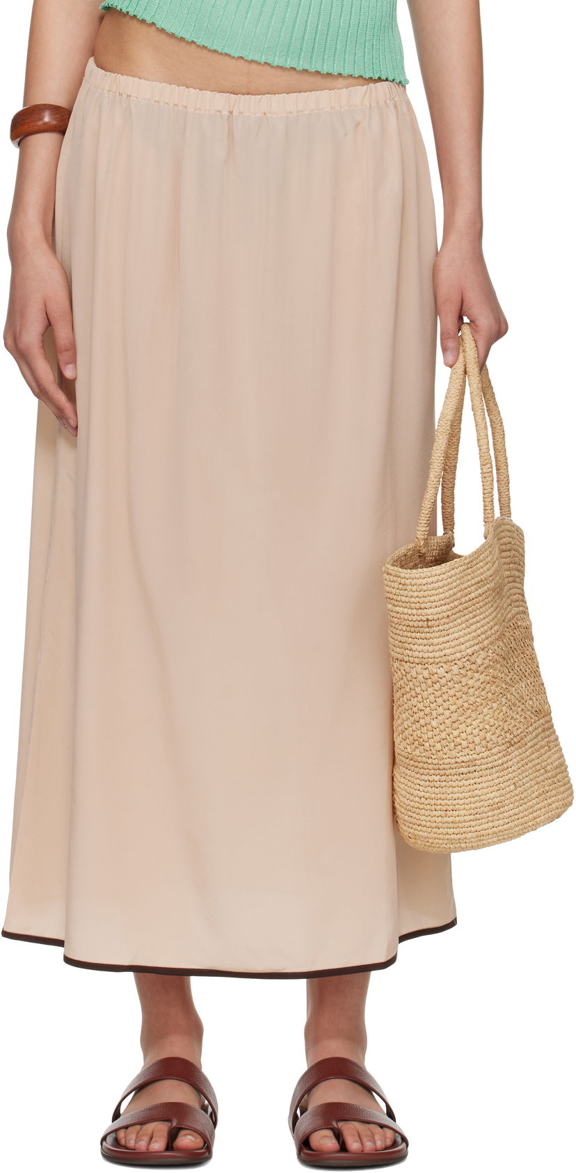 Спідниця Baserange Baserange Silk Maxi Slip Skirt бежевий | KIN SKIRT
