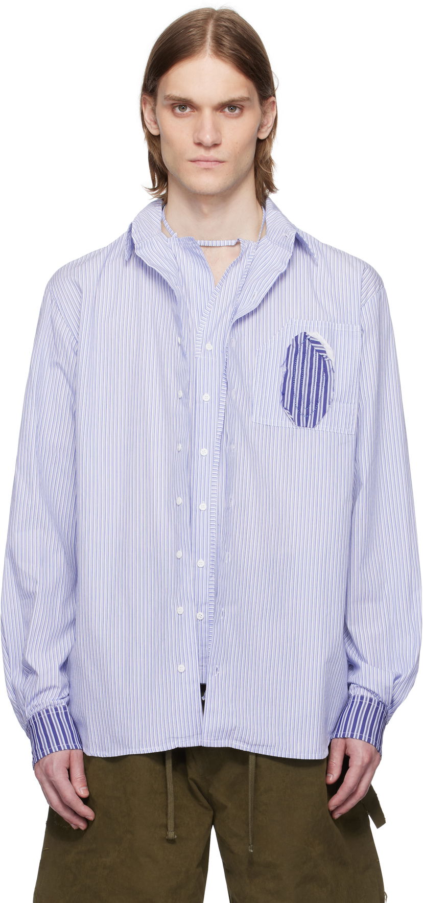 Сорочка Ottolinger Ottolinger Oversized Striped Shirt Синій | 111-400311-02