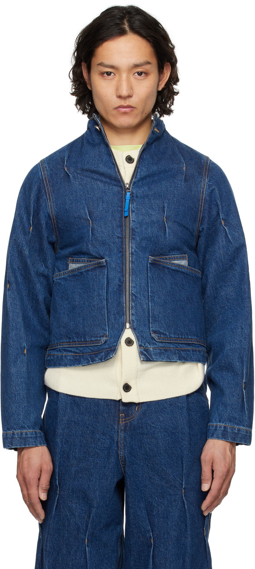 Куртка ADER ERROR ADER error 0108 Cropped Denim Jacket Синій | BO01SSJK0108BL