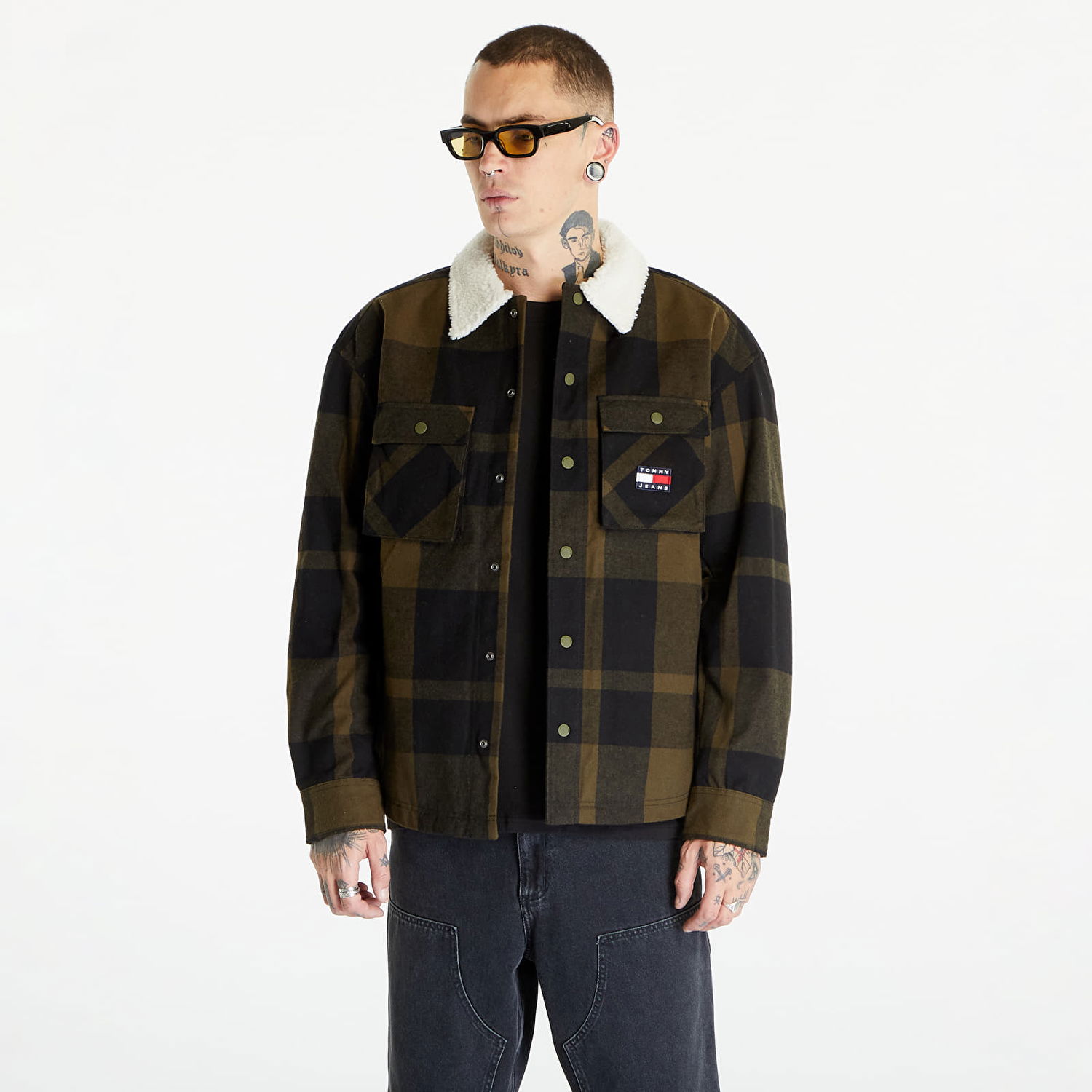 Сорочка Tommy Hilfiger Tommy Jeans Check Sherpa Lin Overshirt Green Зелений | DM0DM17250 MR1, 0
