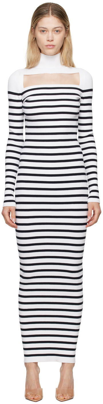 плаття Jean Paul Gaultier Jean Paul Gaultier 'The Knit Marinière' Striped Maxi Dress білий | 24/30-F-RO243-M063-0159