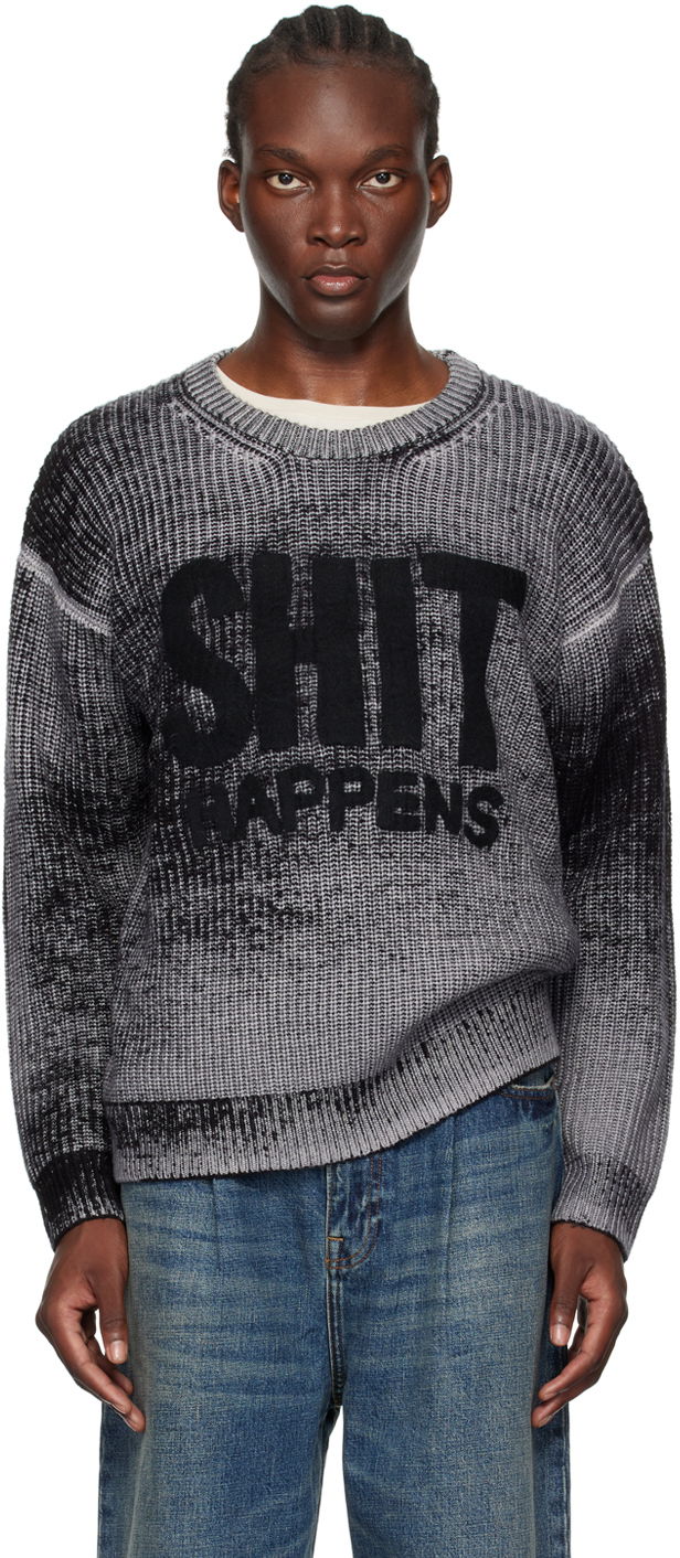 Cветр R13 R13 Boyfriend Sweater with "Shit Happens" Graphic Сірий | R13MY199-Y158B