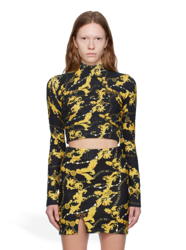 Кроп-топи Versace Jeans Couture Chain Couture Sweater чорний | E75HAFM40_ECM34N