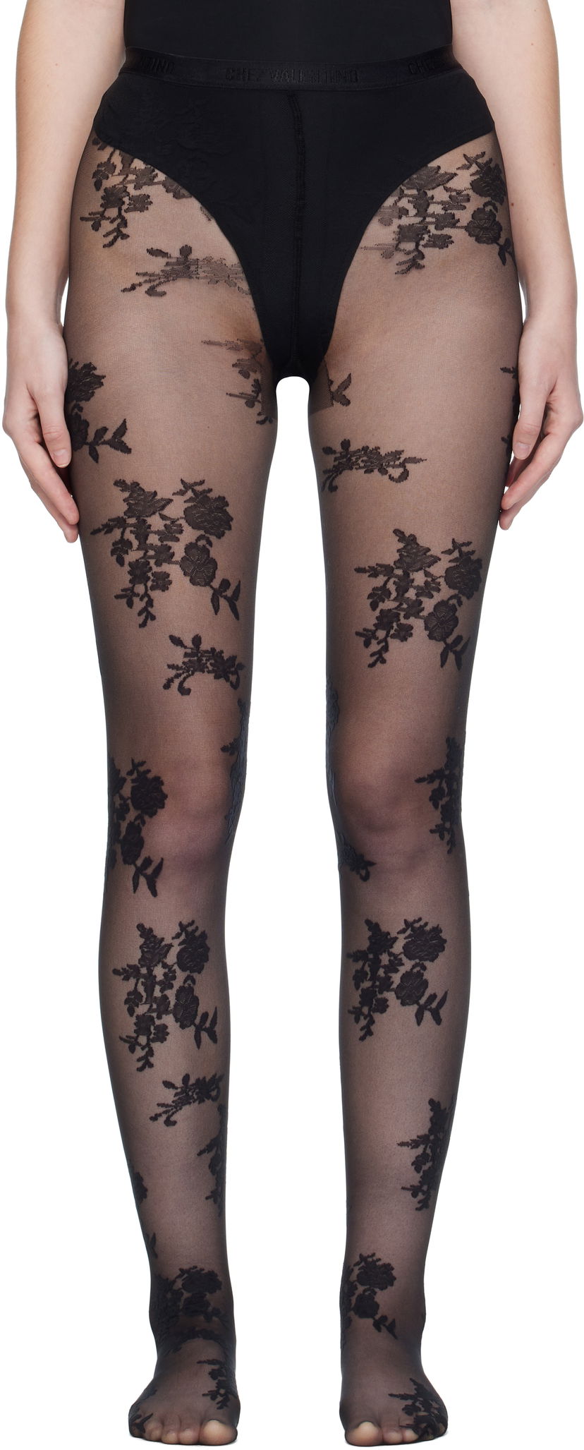 Шкарпетки Valentino Valentino 'Chez Valentino' Floral Tights чорний | 7B3KI04Y9LV