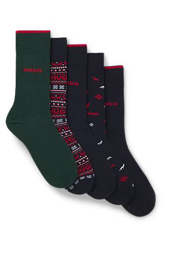 Шкарпетки BOSS Five-pack regular-length socks with assorted patterns and logo detailing Різнокольоровий | 50546686, 0