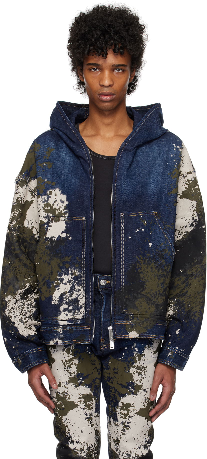 Світшоти DSQUARED2 Dsquared2 Workwear Zipped Denim Jacket Синій | S74AM1559_S30664