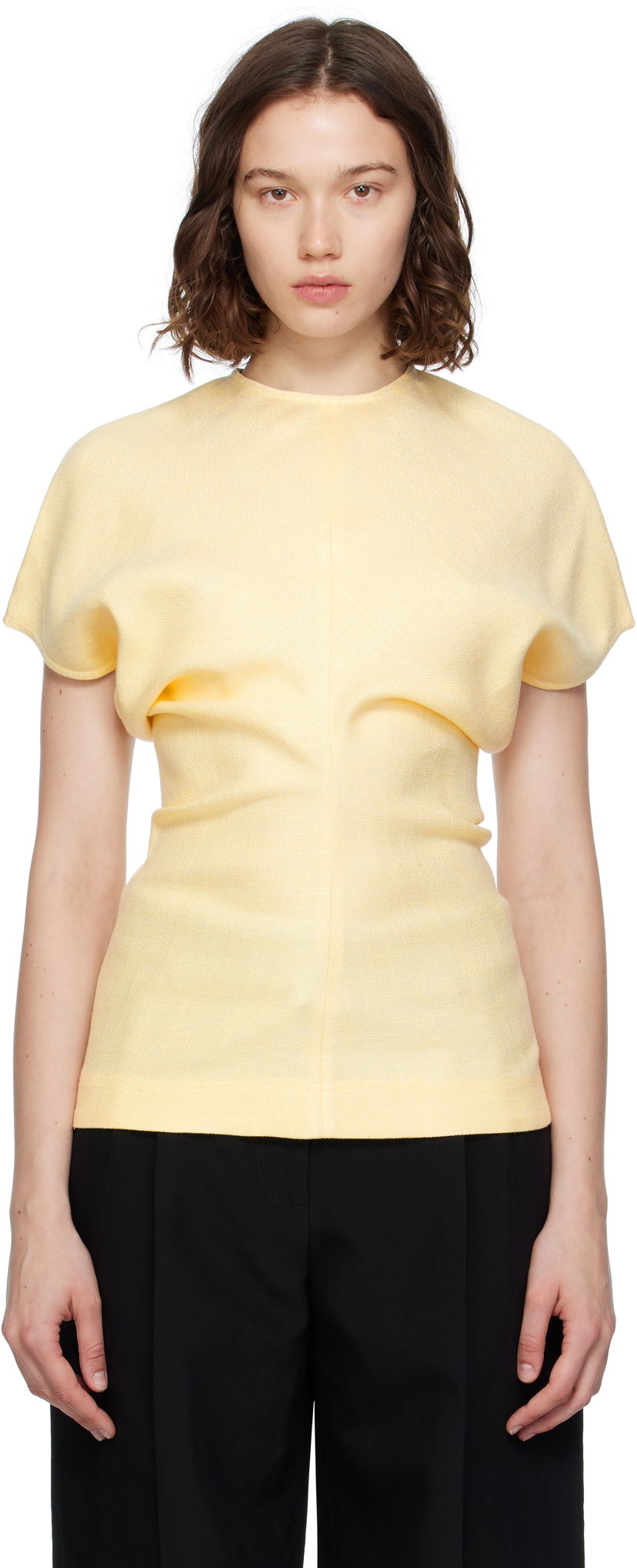 Футболки i безрукавка TOTEME TOTEME Slouch Waist Basketweave Top Жовтий | 253-WRT0331-FB0461