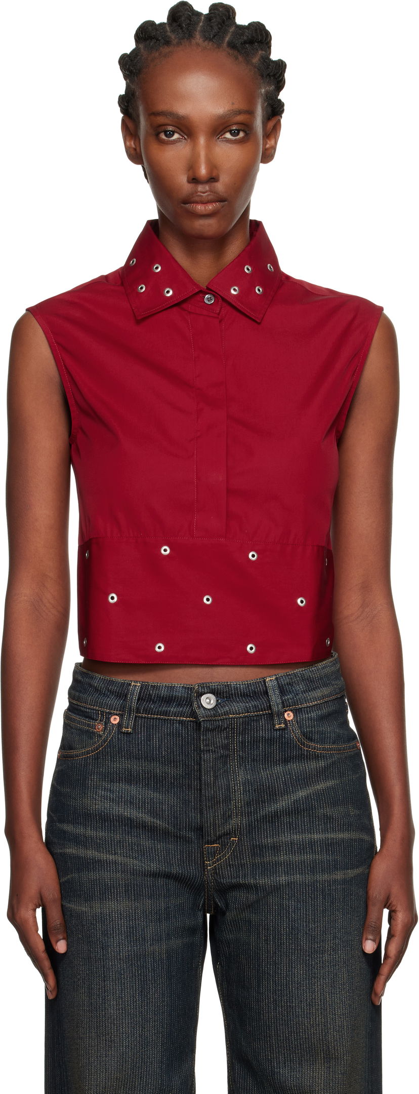 Кроп-топи OUR LEGACY Sleeveless Collared Eyelet Crop Girdle Top Червоний | W4252GLR