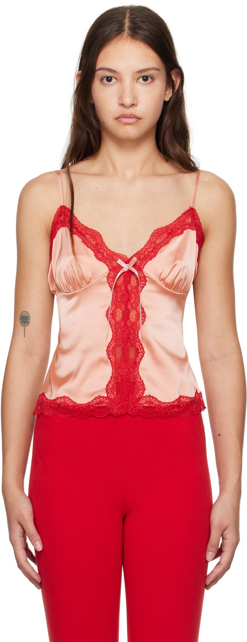 Безрукавка GUIZIO Guizio Blair Lace-Trim Satin Camisole Рожевий | H24113W022