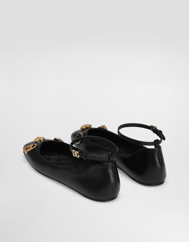 Аксесуари Dolce & Gabbana Dolce & Gabbana Leather Ballet Flats with Embroidered Detail чорний | CB0269AO03380999, 2
