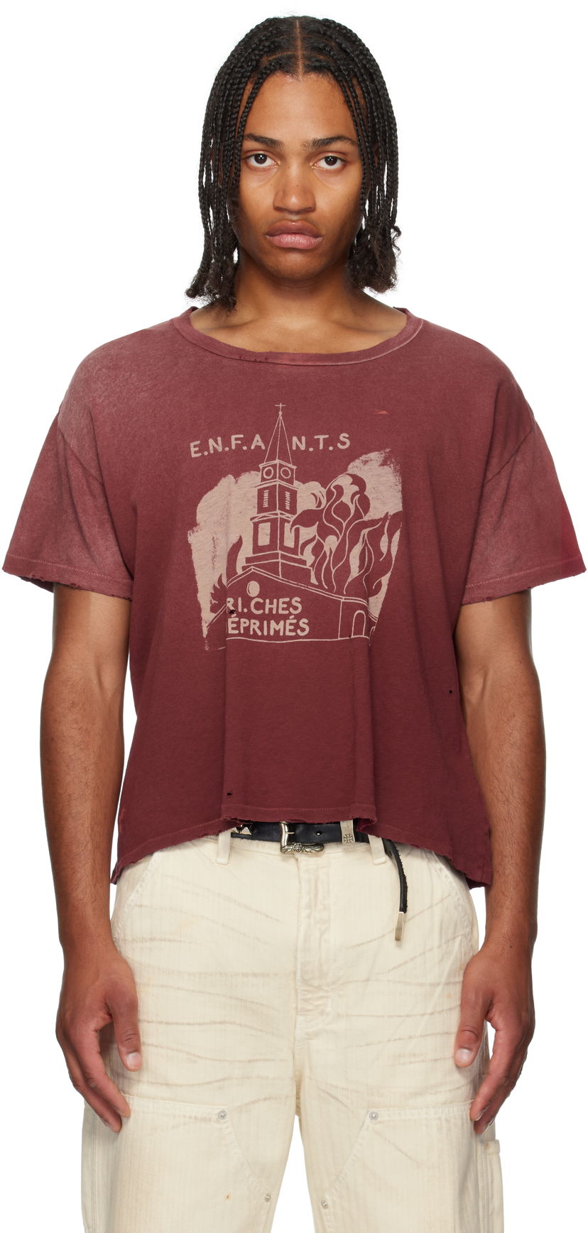 Футболка Enfants Riches Déprimés Enfants Riches Déprimés Burning Church Graphic T-Shirt Бордовий | 010-820