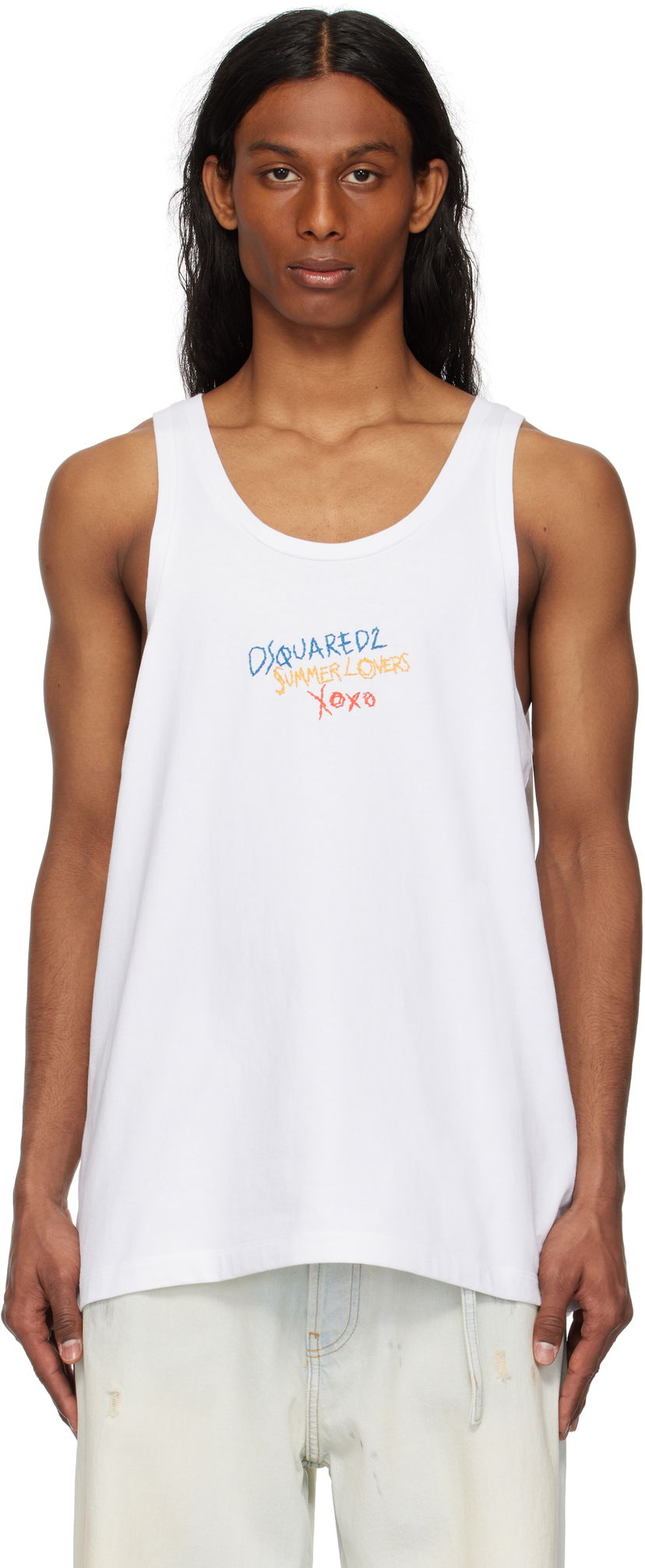Безрукавка DSQUARED2 Dsquared2 'Summer Lovers' Sport Fit Tank Top білий | S78NL0034-S24583-100