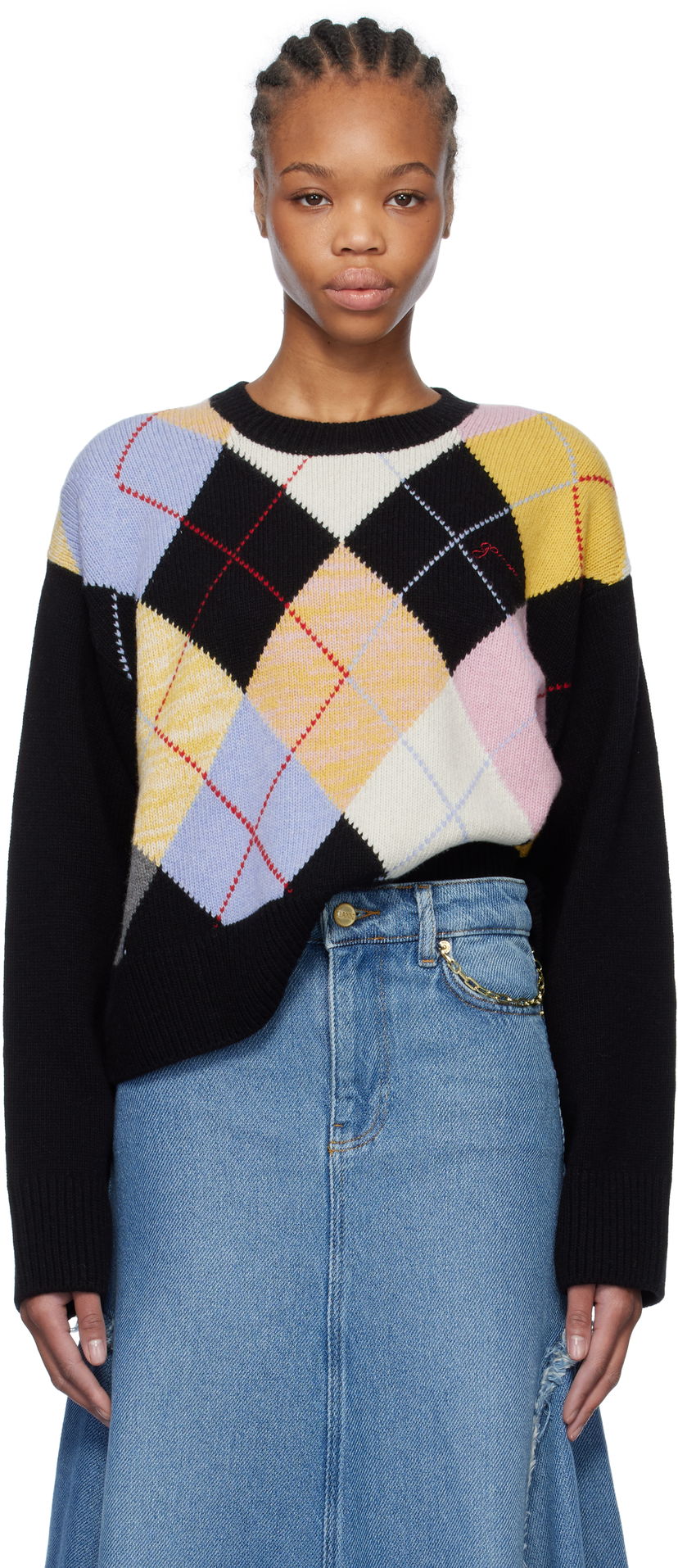 Cветр GANNI GANNI Harlequin Argyle Knit Sweater Різнокольоровий | K2379