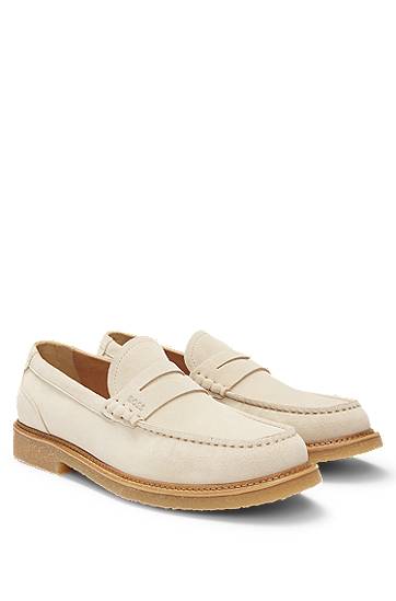 Аксесуари BOSS Suede Moccasins with Crepe Outsole бежевий | 50541772
