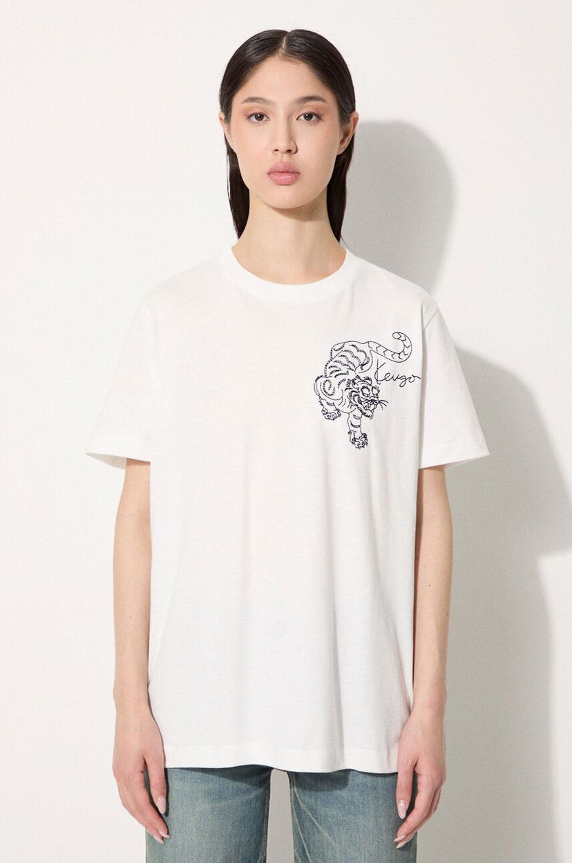 Футболка KENZO Gots Star Tiger Emb Loose T-Shirt білий | FE62TS1354SG.02