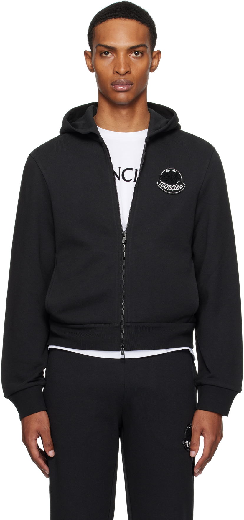Світшоти Moncler Moncler Logo Cotton Zip-Up Hoodie чорний | K20918G0002389AZU