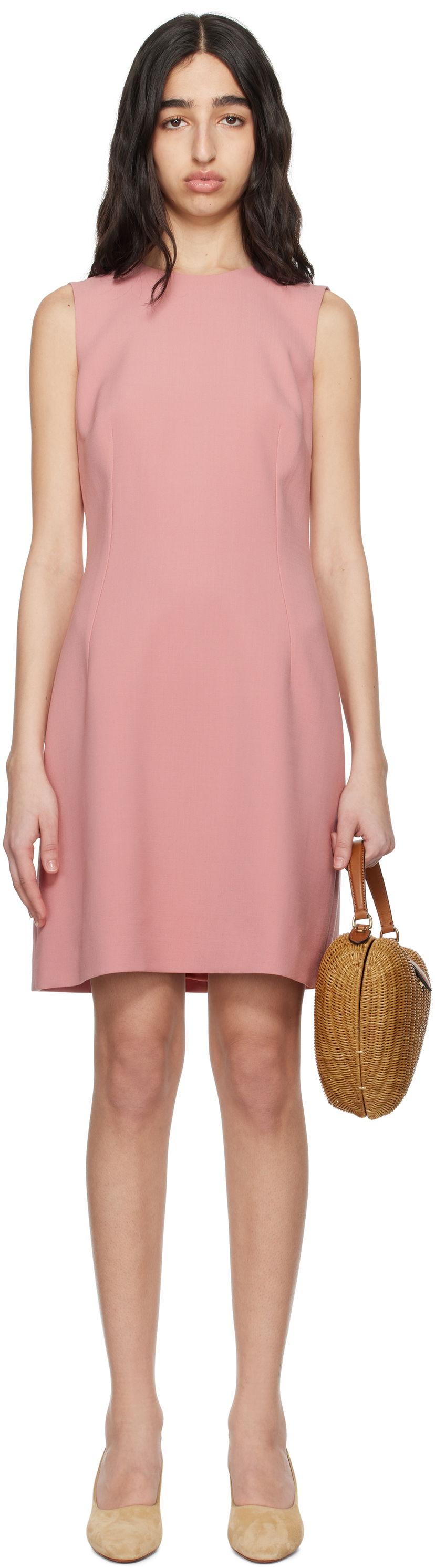 плаття Dolce & Gabbana Dolce&Gabbana Wool Crepe Fit & Flare Minidress Рожевий | F6TMMT FU2L8