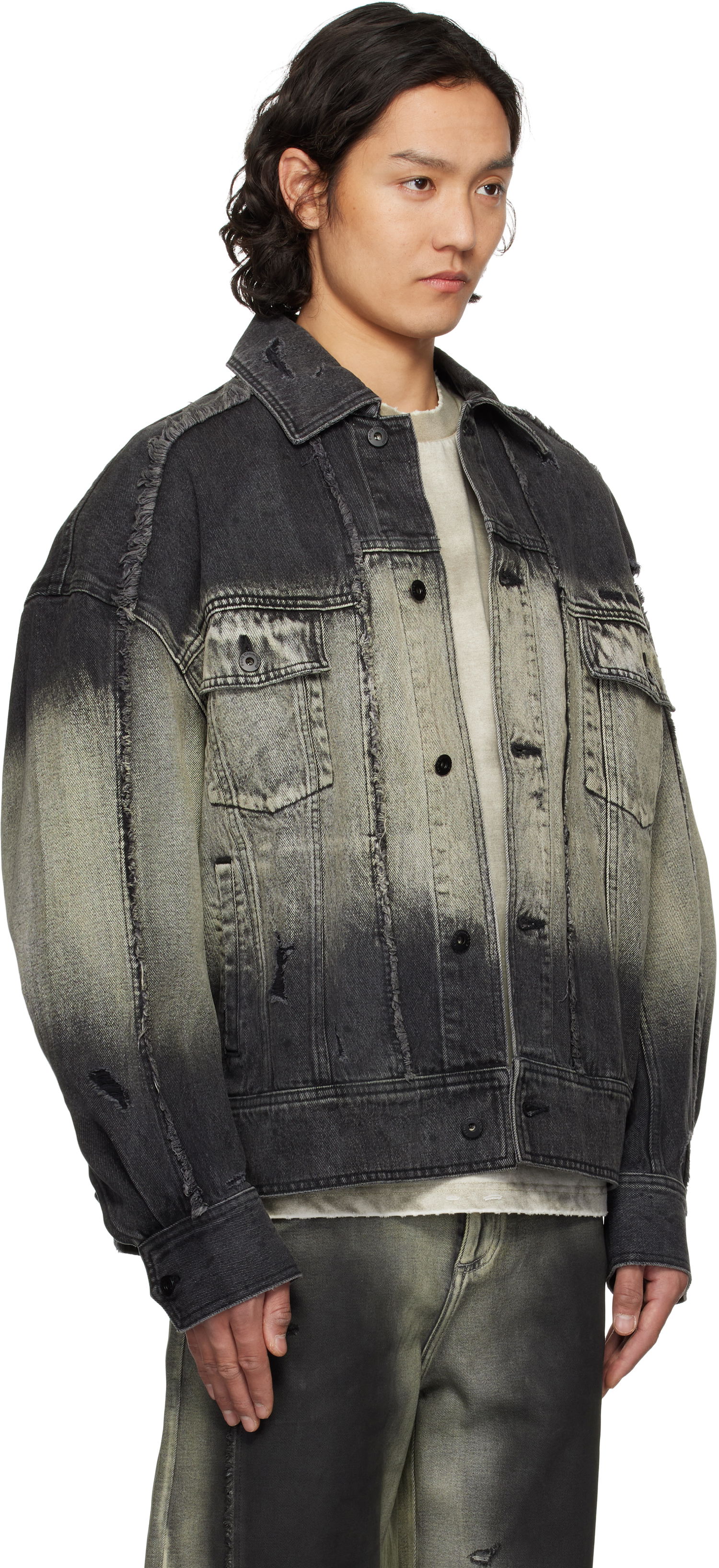 Куртка Feng Chen Wang Feng Chen Wang Gradient Denim Jacket Сірий | FUS19JK03, 1