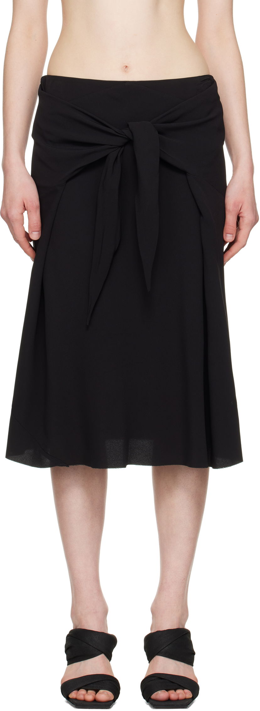 Спідниця Rick Owens Rick Owens Hollywood Strutter Tie Midi Skirt чорний | RP01E7372 Y