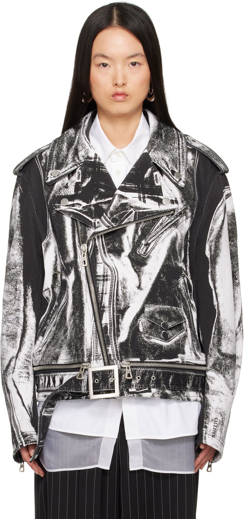 Куртка Jean Paul Gaultier Jean Paul Gaultier Trompe-L’Œil Perfecto Denim Jacket білий | 25/33-F-BL055I-C569-0001