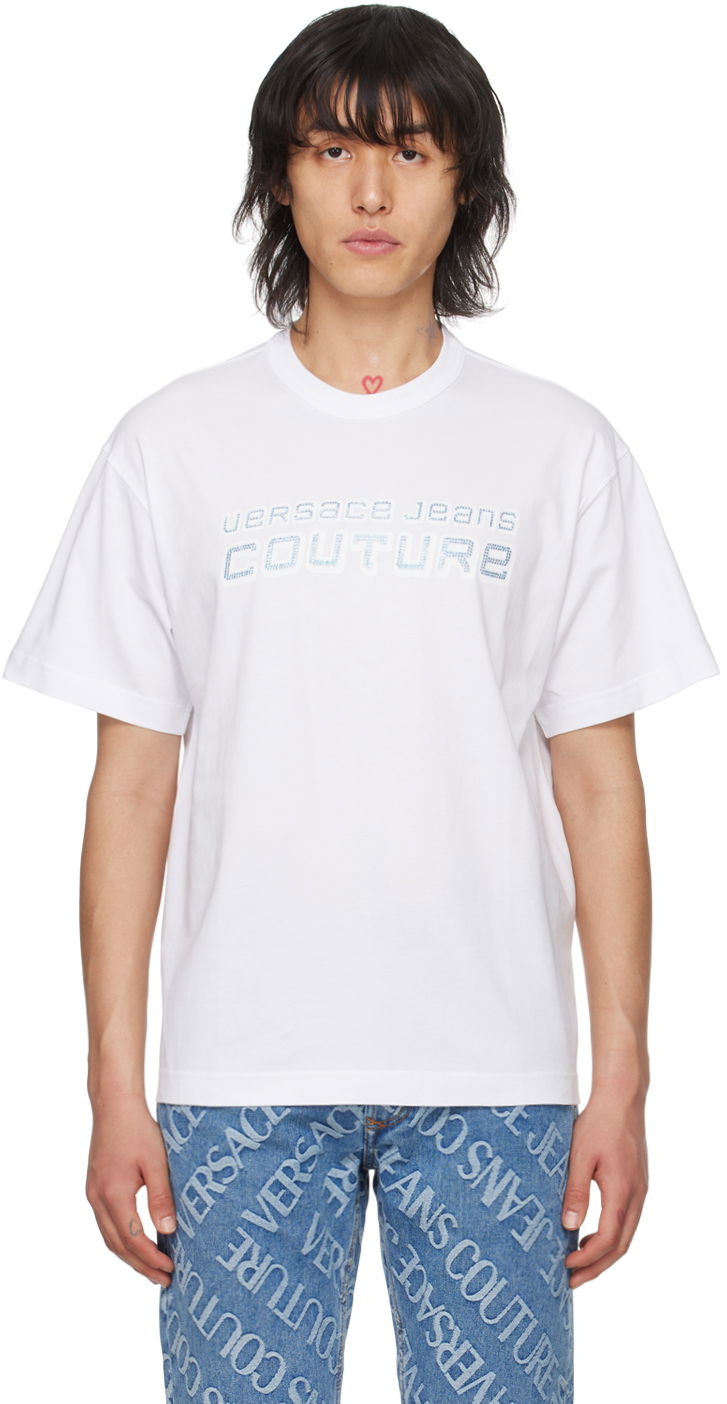 Футболка Versace Jeans Couture Appliqué T-Shirt білий | E76GAHC03_ECJ01C