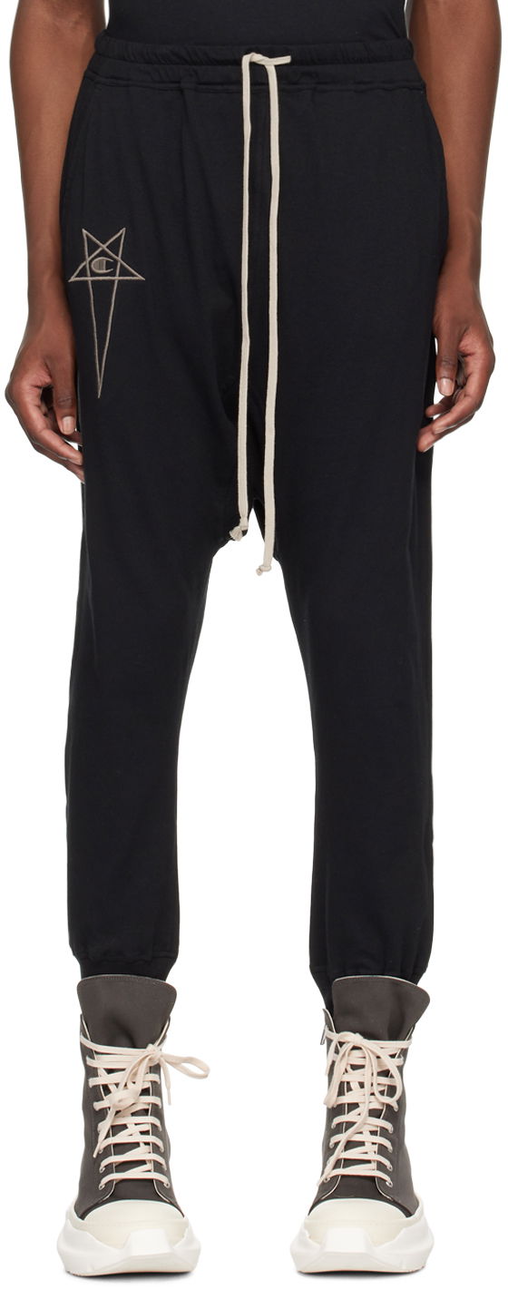 Спортивні штани Rick Owens Sweatpants With Embroidered Logo чорний | CM01D9244 CHJER