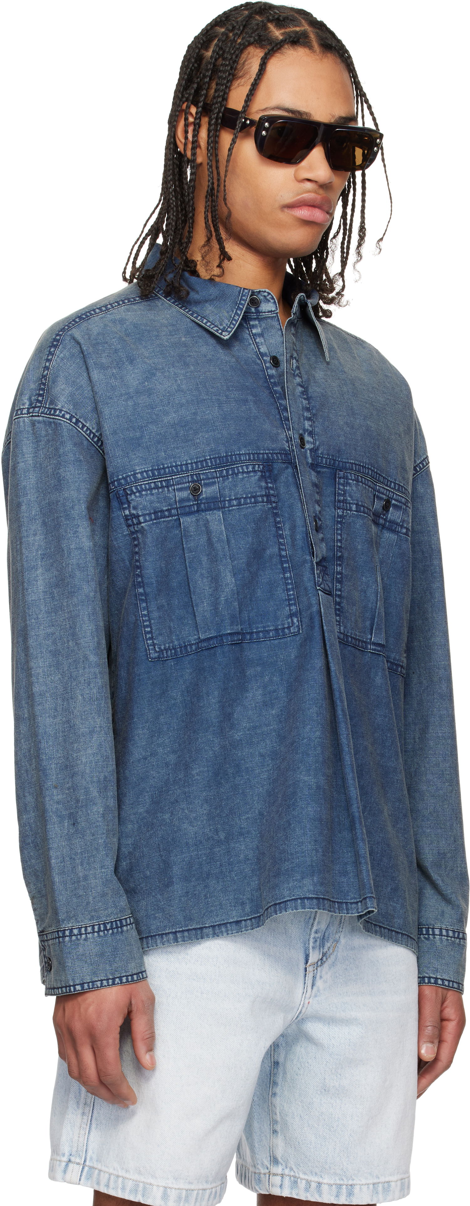 Сорочка ISABEL MARANT Isabel Marant Vittore Denim Overshirt Синій | 25PCH0228HA-C1I01H, 1