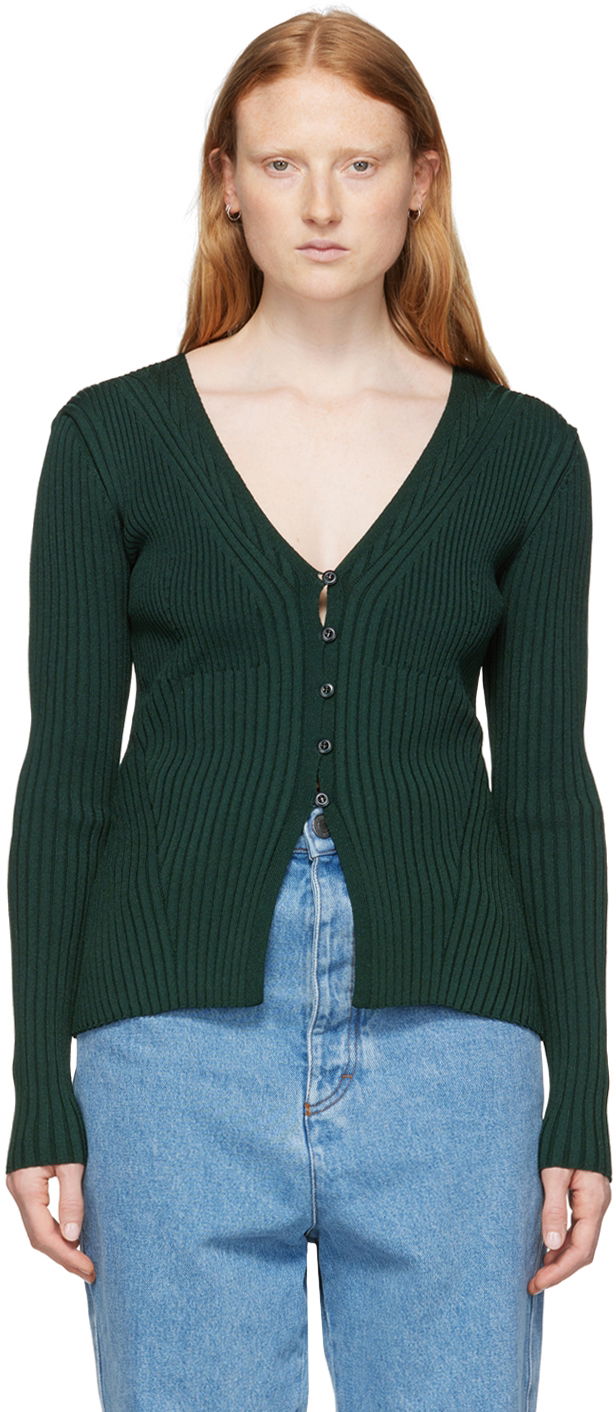Cветр AMI Viscose Button Cardigan Зелений | FKC001.051