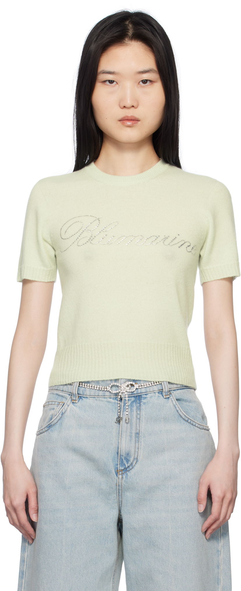Cветр Blumarine Blumarine Cashmere Cropped Sweater Зелений | P522M548A