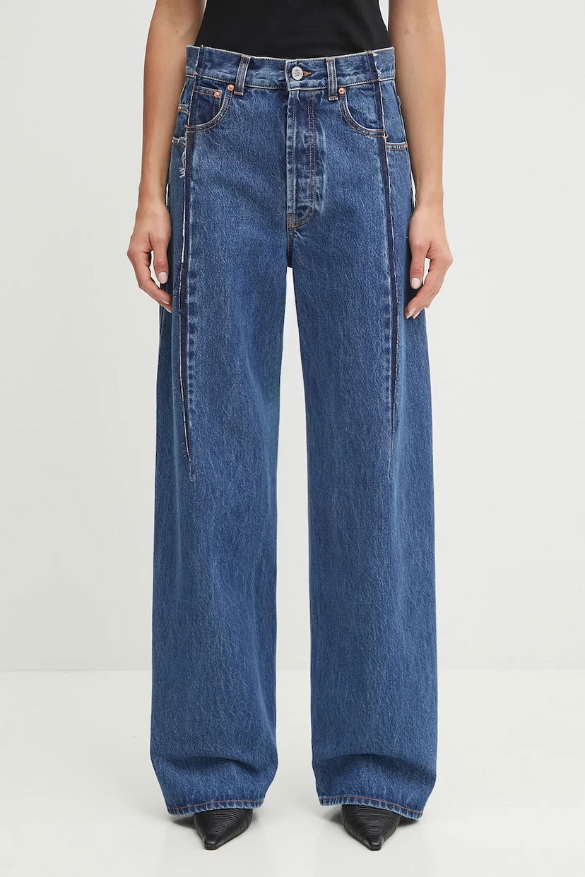 Джинси VETEMENTS VETEMENTS Cut Reconstructed High-Waisted Wide-Leg Jeans Синій | UH76DP460MB3