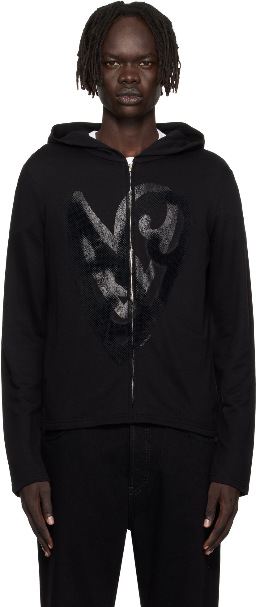 Світшоти Acne Studios Acne Studios Heart Logo Zip Hoodie чорний | CI0201-