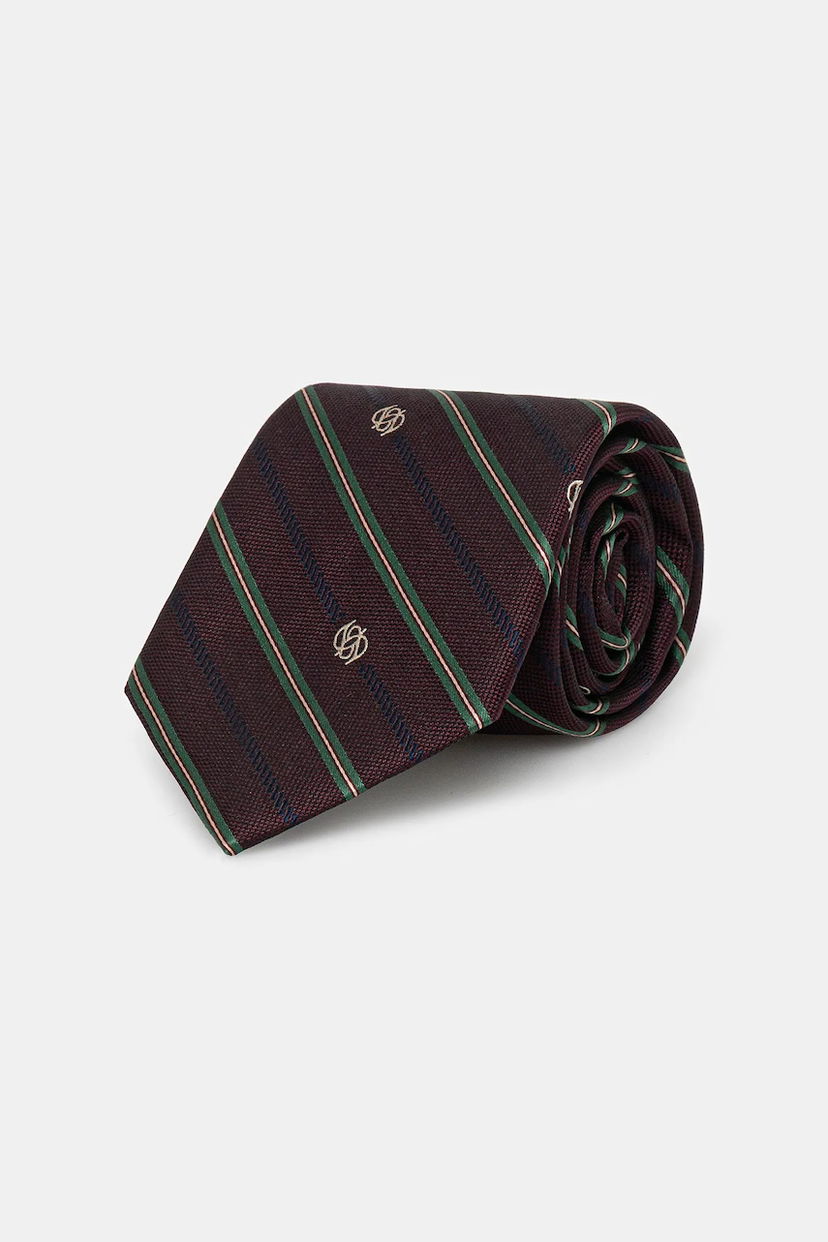 Шарф Drôle de Monsieur Drôle de Monsieur La Cravate Rayure Monogramme Tie Бордовий | I.TI002.SE018
