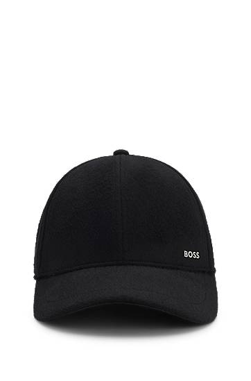 Кепка BOSS Wool-silk cap with twill lining чорний | 50550616, 0