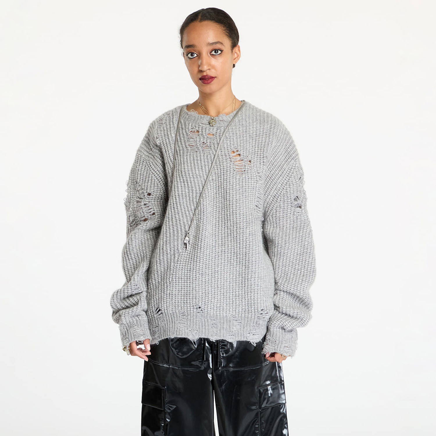 Cветр HELIOT EMIL Convex Distressed Knit Sweater Сірий | HE_M_07_069_LGY04, 1