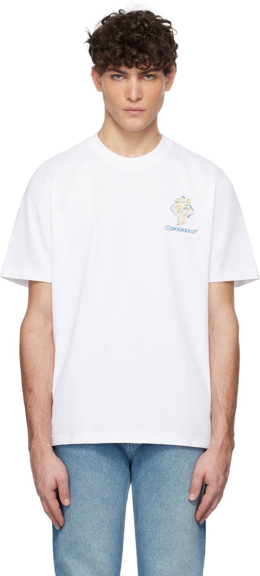 Футболка Casablanca Diamond Column Graphic T-Shirt білий | MPS25-JTS-001-04