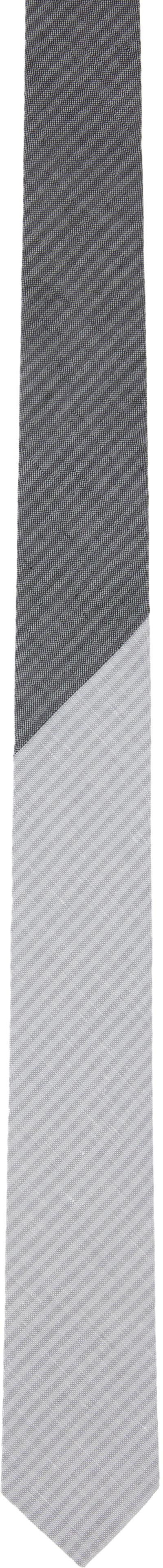 Шарф Thom Browne Thom Browne Tonal University Stripe Linen Cotton Tie Сірий | MNL039C-F0940
