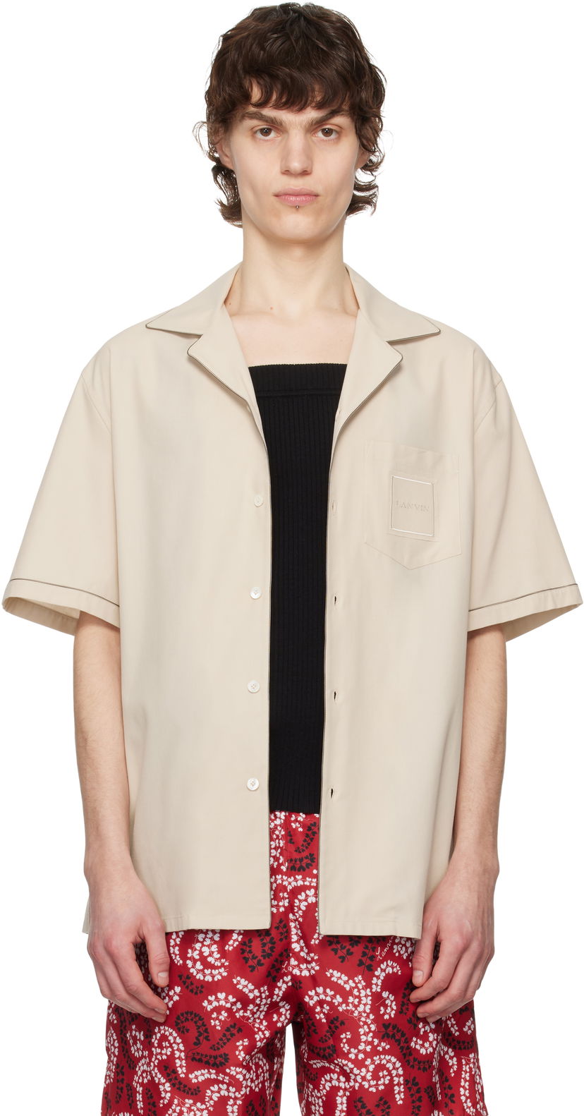 Сорочка LANVIN Lanvin Fluid Bowling Shirt бежевий | RM-SI0119-6037-P25