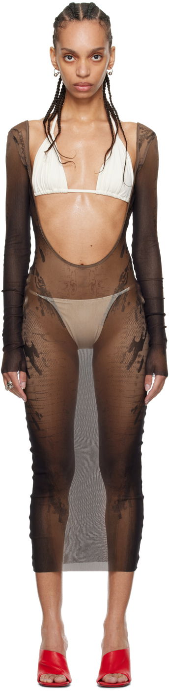 плаття Jean Paul Gaultier Jean Paul Gaultier Shayne Oliver Edition Mesh Midi Dress Коричневий | 24/27-F-RO180-T550-6700, 0