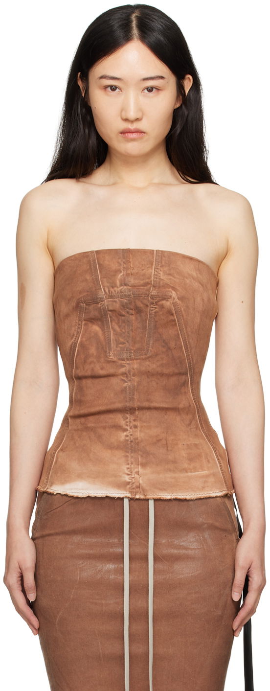 Боді Rick Owens Bustier Denim Top Коричневий | DS02D2127 HSCF